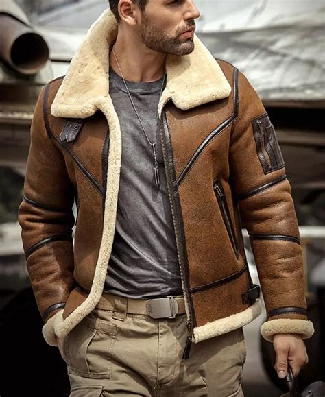 shearling aviator jacket men's